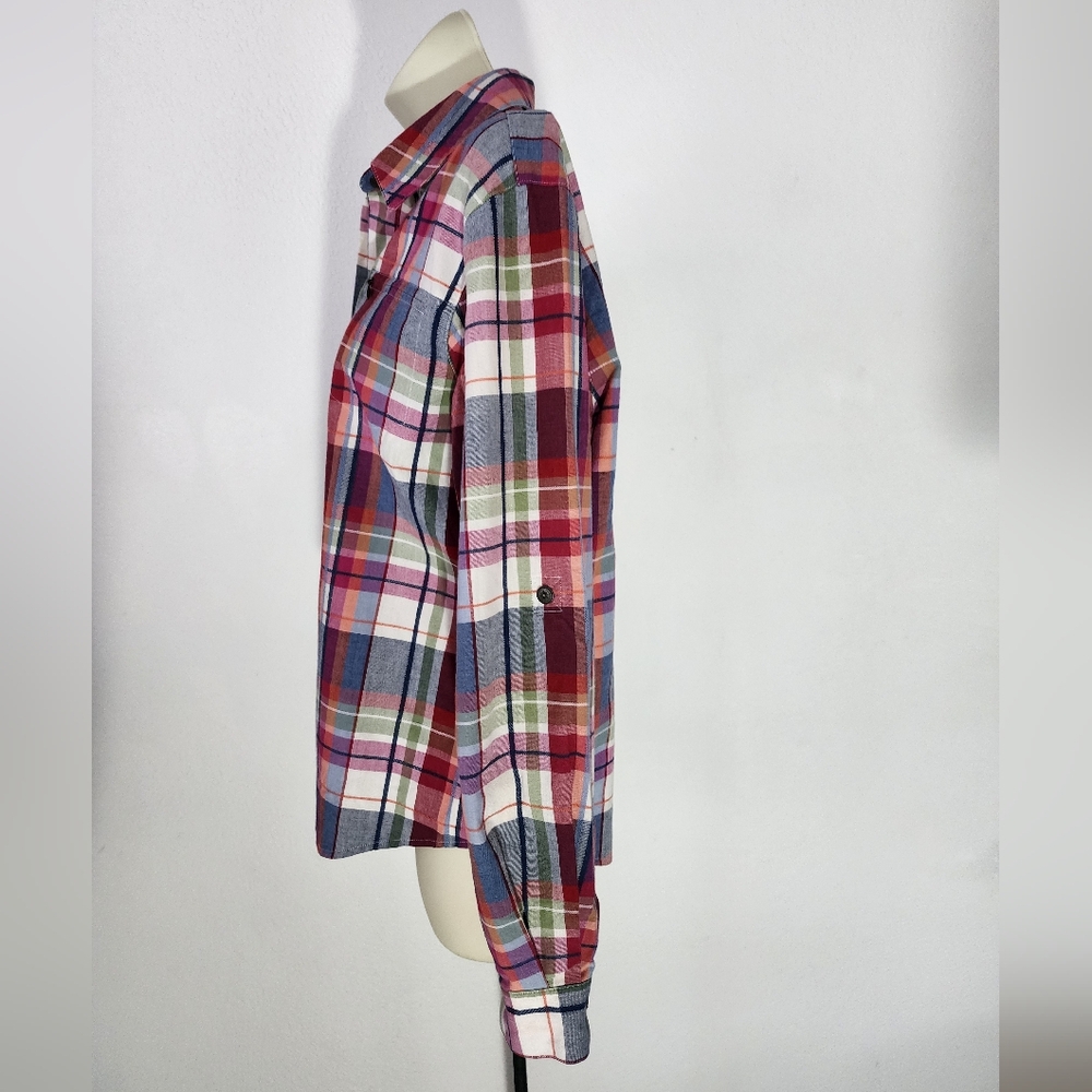 Alfred Dunner Shirt Plaid Cotton Blend Button Up Red Size 10 - Picture 4 of 15
